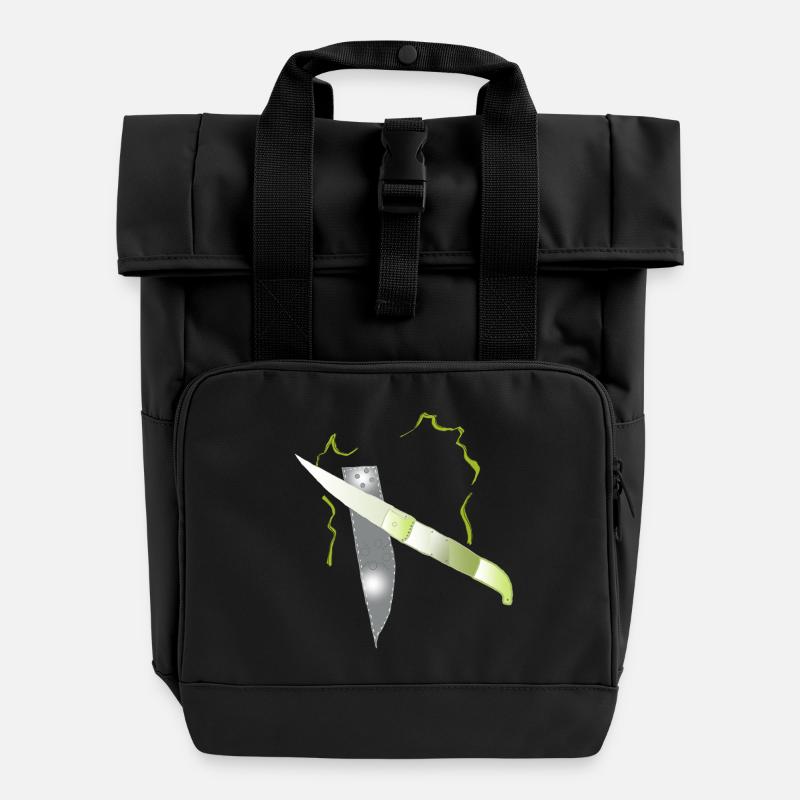 couteau - Sac à dos Roll Top à deux anses - noir