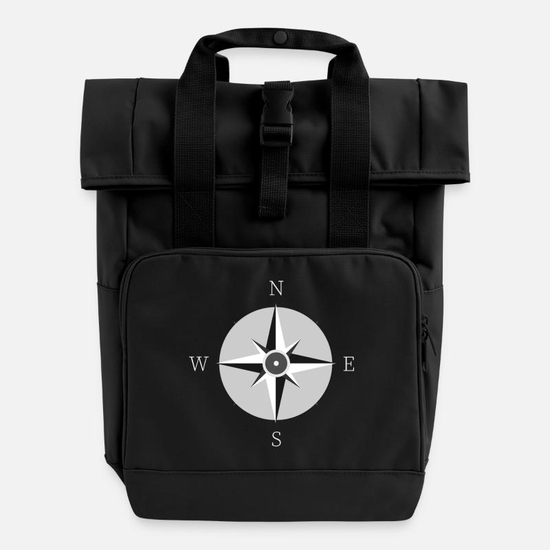 Compass - Roll Top Backpack with Two Handles - black