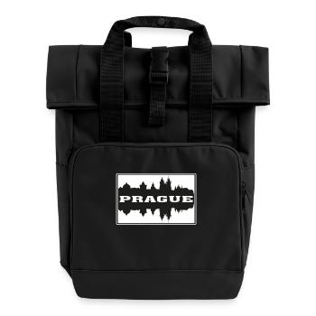 Prag Czechia Reise Souvenir Skyline Silhouette - Rolltop Rucksack mit zwei Griffen - Schwarz - Vorne