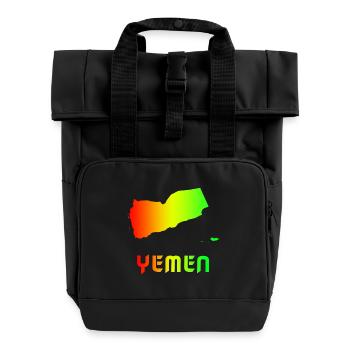 Jemen Regenbogen Landkarten Design / Geschenk - Rolltop Rucksack mit zwei Griffen - Schwarz - Vorne