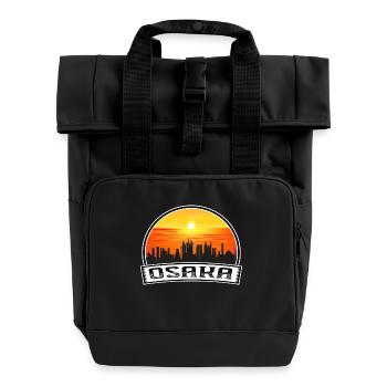 Osaka Japon Skyline Vintage Sunset Voyage Souvenir - Sac à dos Roll Top à deux anses - noir - Devant