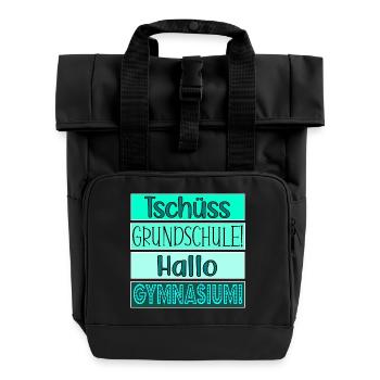 Tschüss Grundschule Hallo Gymnasium FÜNFTKLÄSSLER - Rolltop Rucksack mit zwei Griffen - Schwarz - Vorne