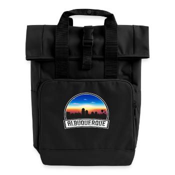 Albuquerque New Mexico USA Skyline Vintage Sonnenuntergang - Rolltop Rucksack mit zwei Griffen - Schwarz - Vorne
