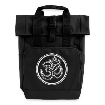 Buddhistische Om Rune spirituelles Zeichen Used - Rolltop Rucksack mit zwei Griffen - Schwarz - Vorne
