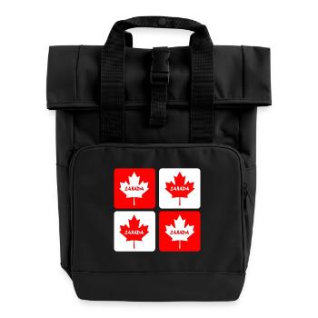Drapeaux en feuille d'érable du Canada - Sac à dos Roll Top à deux anses - noir - Devant