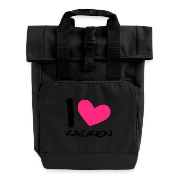 Ich liebe Kacken - Rolltop Rucksack mit zwei Griffen - Schwarz - Vorne