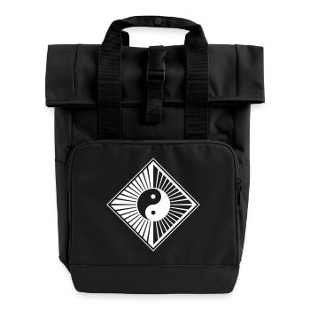 Buddhistische Yin Yang Raute im modernen Stil - Rolltop Rucksack mit zwei Griffen - Schwarz - Vorne