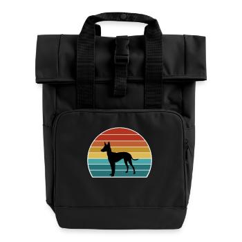Cirneco Dell Etna Hund Silhouette Vintage Sonnenuntergang fo - Rolltop Rucksack mit zwei Griffen - Schwarz - Vorne
