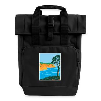 Port-Cros National Park WPA Poster Art Deco - Roll Top Backpack with Two Handles - black - Front