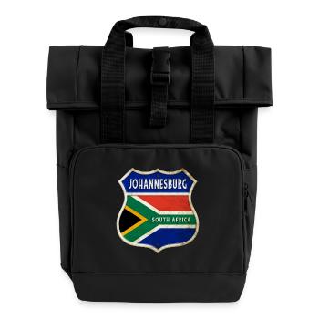 Johannesburg Südafrika Wappen Flaggen Design - Rolltop Rucksack mit zwei Griffen - Schwarz - Vorne