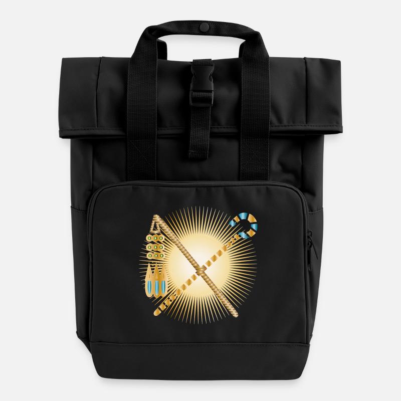 strahlendes Haken & Dreschflegel Pharaonen Zepter - Rolltop Rucksack mit zwei Griffen - Schwarz