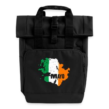 Mayo Ireland Flag | County Outline Map - Roll Top Backpack with Two Handles - black - Front