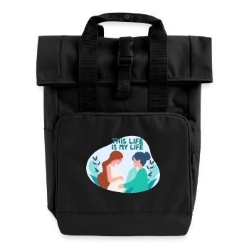 Hebamme Schwanger Geburtshelfer - Rolltop Rucksack mit zwei Griffen - Schwarz - Vorne