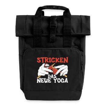 Stricken Wolle Garn Wollvorrat Häkeln - Rolltop Rucksack mit zwei Griffen - Schwarz - Vorne