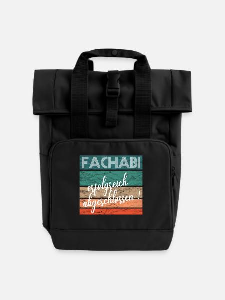 Fachabitur Fachabi Schulabschluss Geschenk - Rolltop Rucksack mit zwei Griffen - Schwarz
