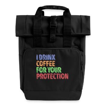 Caffeine Coffee Humorous Statement Coffee Lovers - Roll Top Backpack with Two Handles - black - Front