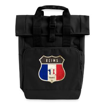 Reims France Coat of Arms Flags Design - Roll Top Backpack with Two Handles - black - Front