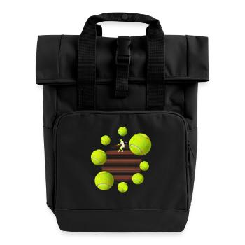 Tennis ball - Roll Top Backpack with Two Handles - black - Front