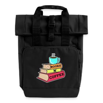 Caffeine Coffee Drinking Statement Coffee Lovers - Roll Top Backpack with Two Handles - black - Front