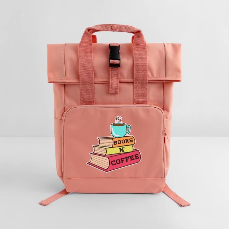 Caffeine Coffee Drinking Statement Coffee Lovers Roll Top Backpack with Two Handles