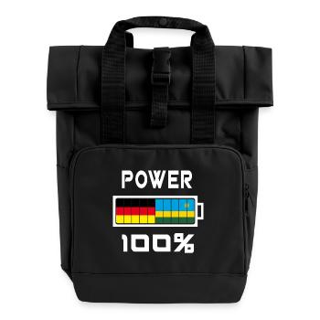 Deutschland und Ruanda Power 100% - Rolltop Rucksack mit zwei Griffen - Schwarz - Vorne