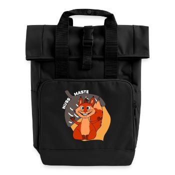 Yoga Hörnchen Nussmaste Meditation - Rolltop Rucksack mit zwei Griffen - Schwarz - Vorne
