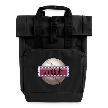 EVOLUTION BASEBALL SPORT USA GESCHENK - Rolltop Rucksack mit zwei Griffen - Schwarz - Vorne