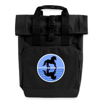 Cool Haflinger Pferde Islandpferde Pferdenarr - Rolltop Rucksack mit zwei Griffen - Schwarz - Vorne