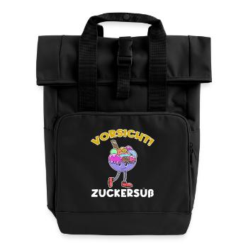 Süßigkeiten Schokolade Nachspeise Statement Lecker - Rolltop Rucksack mit zwei Griffen - Schwarz - Vorne