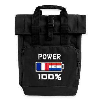 Paraguay and France Power 100% - Roll Top Backpack with Two Handles - black - Front