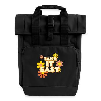 Take it Easy - Rolltop Rucksack mit zwei Griffen - Schwarz - Vorne