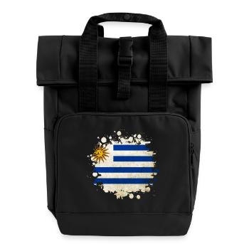 Uruguay Klecks Flaggen Design - Rolltop Rucksack mit zwei Griffen - Schwarz - Vorne