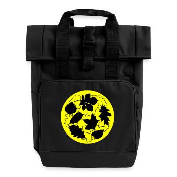 Autumn Circle Leaves - Roll Top Backpack with Two Handles - black - Front