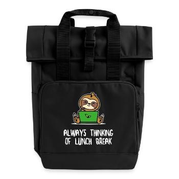 Sloth Lazy Animal Statement Vegetarian Mammal - Roll Top Backpack with Two Handles - black - Front