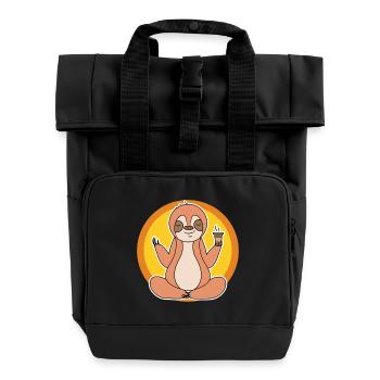 Sloth Late Riser Jungle Mammal Animal - Roll Top Backpack with Two Handles - black - Front
