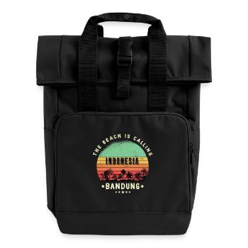 Bandung Indonesien Strand Design - Rolltop Rucksack mit zwei Griffen - Schwarz - Vorne