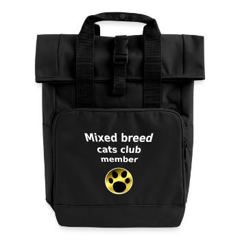 Mixed Breed Cats Club, Tier Tatzen, closing - Rolltop Rucksack mit zwei Griffen - Schwarz - Vorne