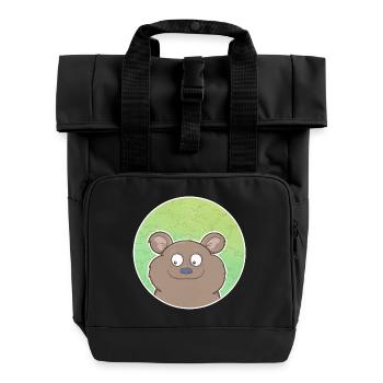 Bear - Roll Top Backpack with Two Handles - black - Front