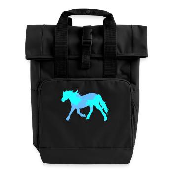 Cool Pferde Pferdenarr Islandpferde Pferdeliebe - Rolltop Rucksack mit zwei Griffen - Schwarz - Vorne