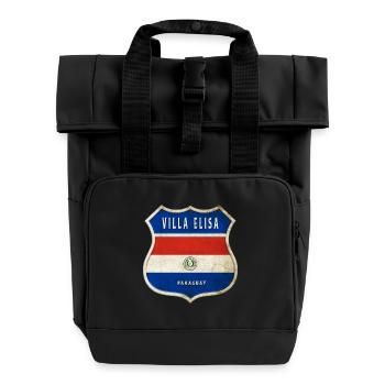 Villa Elisa Paraguay Wappen Flaggen Design - Rolltop Rucksack mit zwei Griffen - Schwarz - Vorne