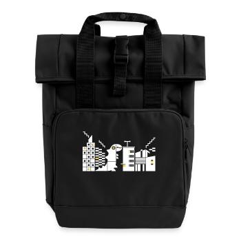 Monster trifft Bauhaus L Weiß - Rolltop Rucksack mit zwei Griffen - Schwarz - Vorne