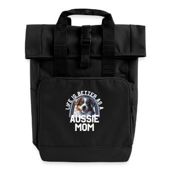 Australian Shepherd - Roll Top Backpack with Two Handles - black - Front