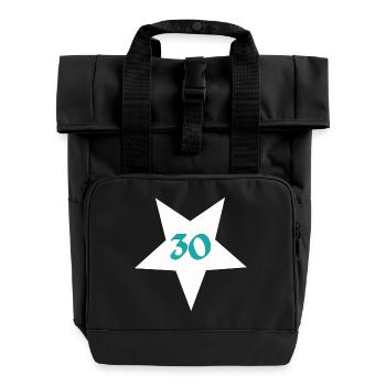 was zum schenken, 30 sternmotiv - Rolltop Rucksack mit zwei Griffen - Schwarz - Vorne