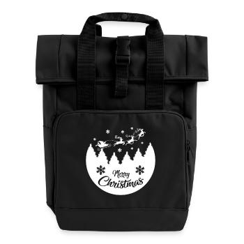 Merry Christmas - Santa and his Reindeer - Roll Top Backpack with Two Handles - black - Front