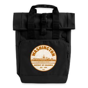 Washington DC Vintage Rundstempel - Rolltop Rucksack mit zwei Griffen - Schwarz - Vorne