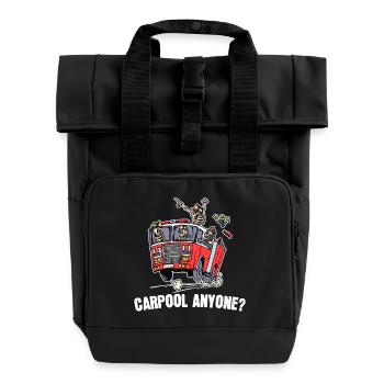 Brandschutz Feuerwehrauto Feuerwehr Statement - Rolltop Rucksack mit zwei Griffen - Schwarz - Vorne
