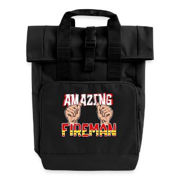 Brandschutz Feuerwehr Statement Feuerwehrmann - Rolltop Rucksack mit zwei Griffen - Schwarz - Vorne