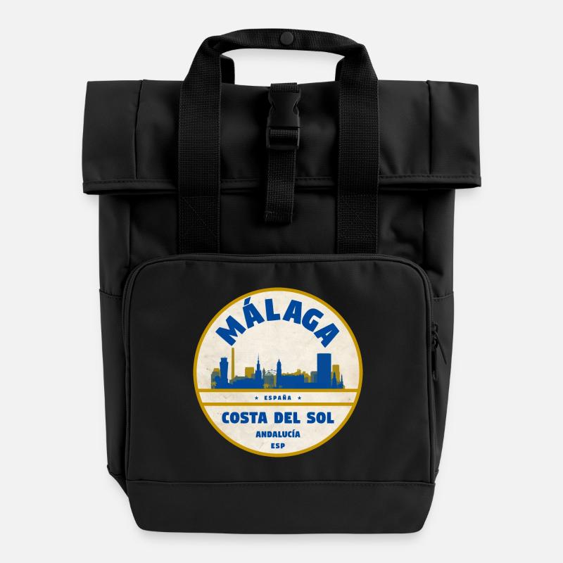 Malaga Skyline Küsten Flair - Rolltop Rucksack mit zwei Griffen - Schwarz