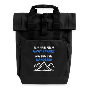 Berggipfel Wanderwege Statement Wandern Wanderer - Rolltop Rucksack mit zwei Griffen - Schwarz - Vorne