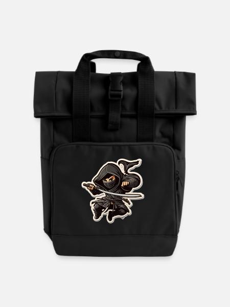 Ninja - Roll Top Backpack with Two Handles - black
